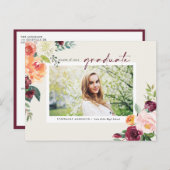 Aquarellfarben Herbstblüten Foto Abschluss Ankündigungspostkarte (Vorne/Hinten)