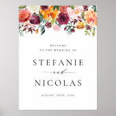 Aquarellfarben Herbstblüten Hochzeit im Herbst Wil Poster (Vorne)