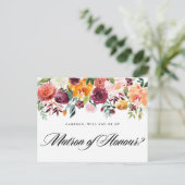 Aquarellfarben Herbstblüten sind meine Ehrenmatron Einladungspostkarte (Stehend Vorderseite)