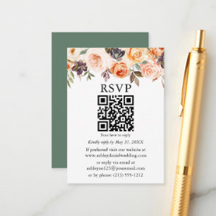 Aquarellfarben Herbstblütenblatt Grüne QR-UAWG Begleitkarte
