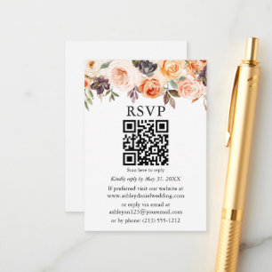 Aquarellfarben Herbstblütenhochzeit QR-UAWG Begleitkarte
