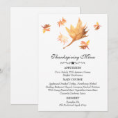 Aquarellfarben Herbstfallen Ahorn Blätter Erntedan Menükarte (Vorne/Hinten)