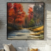 Aquarellfarben Herbstlandschaft Poster