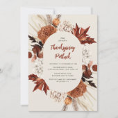 Aquarellfarben Herbstlaub Erntedank Potluck Einladung (Vorderseite)