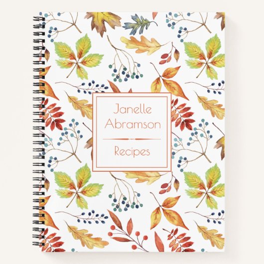 Aquarellfarben Herbstleaves Rezept-Notebook | Notizblock (Vorderseite)