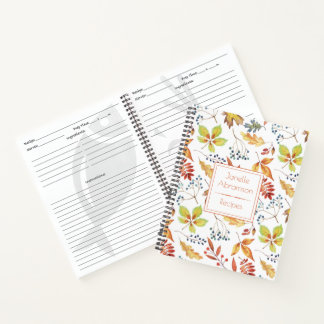 Aquarellfarben Herbstleaves Rezept-Notebook | Notizblock