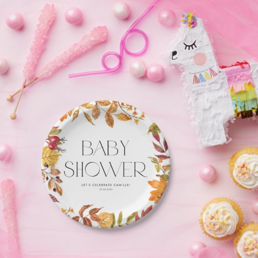 Aquarellfarben Herbstleaves Wreath Fall Babydusche Pappteller (Party)