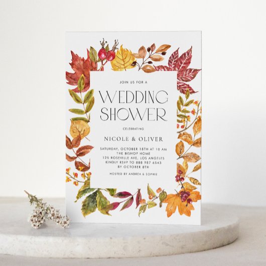 Aquarellfarben Herbstlebe Hochzeit im Herbst Dusch Einladung
