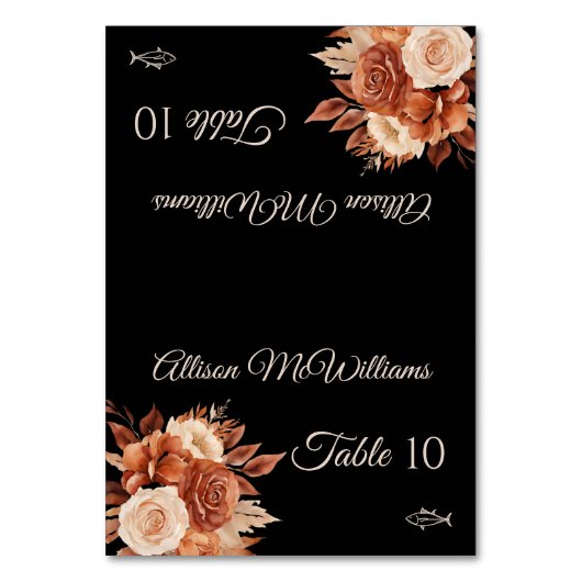 Aquarellfarben Herbstliche Elegance Tischnummer (Vorderseite)