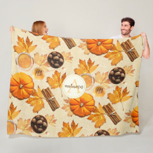 Aquarellfarben Herbstmagie Vintage Farbschattierun Fleecedecke