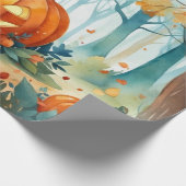 Aquarellfarben Herbstpumpen Herbstlaube im Wald Geschenkpapier (Ecke)