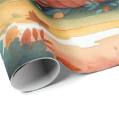 Aquarellfarben Herbstpumpen Herbstlaube im Wald Geschenkpapier (Rolleneckpunkt)
