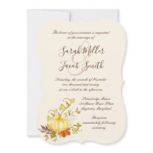 Aquarellfarben Herbstpumpen und Blätter Hochzeit