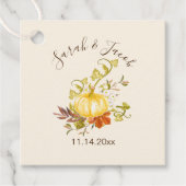 Aquarellfarben Herbstpumpen und Blätter Hochzeit Geschenkanhänger (Vorderseite)