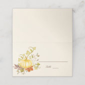 Aquarellfarben Herbstpumpen und Blätter Hochzeit Platzkarte (Außenseite Aufgefaltet)