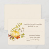 Aquarellfarben Herbstpumpen und Blätter Hochzeit RSVP Karte (Vorne/Hinten)