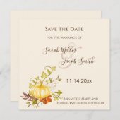 Aquarellfarben Herbstpumpen und Blätter Hochzeit Save The Date (Vorne/Hinten)