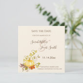 Aquarellfarben Herbstpumpen und Blätter Hochzeit Save The Date (Stehend Vorderseite)
