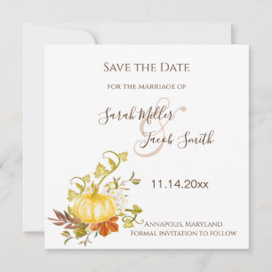 Aquarellfarben Herbstpumpen und Blätter Hochzeit Save The Date