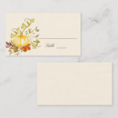 Aquarellfarben Herbstpumpen und Blätter Hochzeitsf Platzkarte (Vorne/Hinten)
