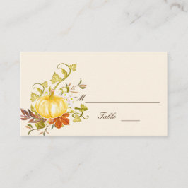 Aquarellfarben Herbstpumpen und Blätter Hochzeitsf Platzkarte