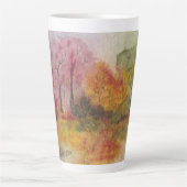 Aquarellfarben Herbstwaldszene Latte Tasse (Vorderseite)