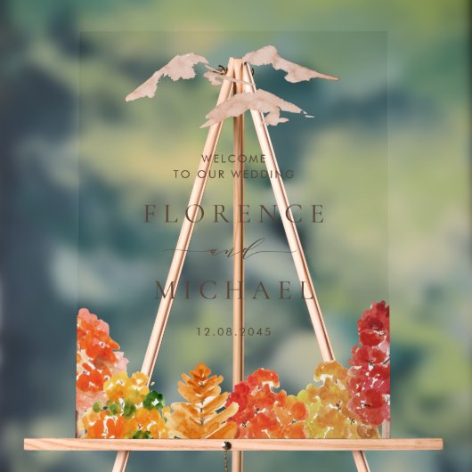 Aquarellfarben Herbstwoodlands Hochzeit im Herbst Acrylschild (Neutral)