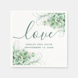 Aquarellfarben. Hochzeit von Blumenkakteen Serviette