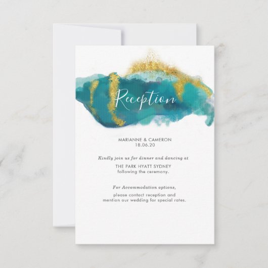 Aquarellfarben Hochzeitsempfang RSVP Karte (Vorderseite)