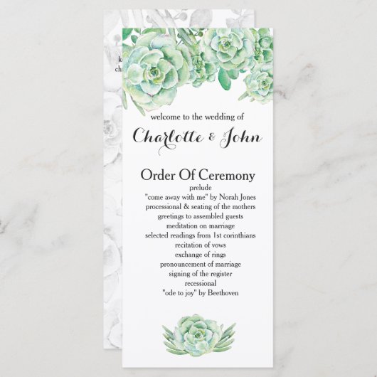 Aquarellfarben-Hochzeitsprogramme Programm (Vorne/Hinten)