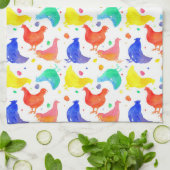 Aquarellfarben Hühner-Regenbogenfarben Handtuch (Gefaltet)