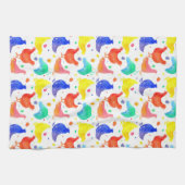 Aquarellfarben Hühner-Regenbogenfarben Handtuch (Horizontal)