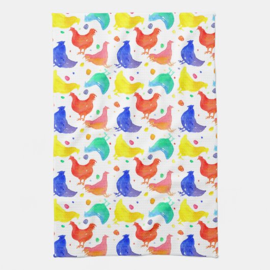 Aquarellfarben Hühner-Regenbogenfarben Handtuch (Vertikal)