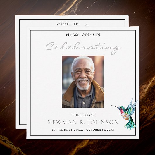 Aquarellfarben Hummingbird Celebration of Life Fot Einladung
