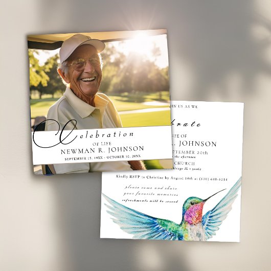 Aquarellfarben Hummingbird Celebration of Life Fot Einladung