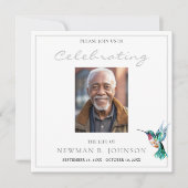 Aquarellfarben Hummingbird Celebration of Life Fot Einladung (Vorderseite)