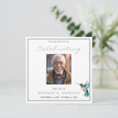 Aquarellfarben Hummingbird Celebration of Life Fot Einladung (Stehend Vorderseite)