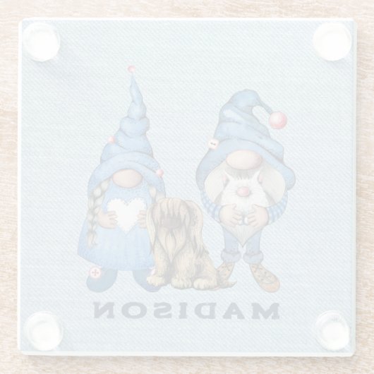 Aquarellfarben im Gnomes und Hund Glasuntersetzer (Rückseite)