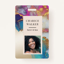 Aquarellfarben Imitate Goldfolie Salon Foto Name Ausweis