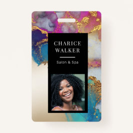 Aquarellfarben Imitate Goldfolie Salon Foto Name Ausweis