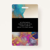 Aquarellfarben Imitate Goldfolie Salon Foto Name Ausweis (Rückseite)