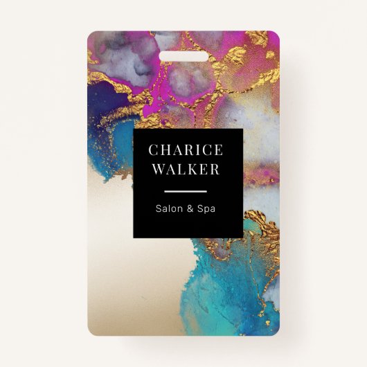 Aquarellfarben Imitate Goldfolie Salon Monogramm N Ausweis (Vorderseite)