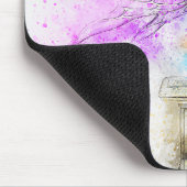 Aquarellfarben in Blau mit Monogramm Mousepad (Ecke)