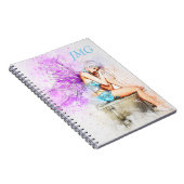 Aquarellfarben in Blau mit Monogramm Notizblock (Rechte Seite)