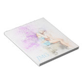 Aquarellfarben in Blau mit Monogramm Notizblock (angewinkelt)