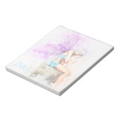 Aquarellfarben in Blau mit Monogramm Notizblock (Rotiert)