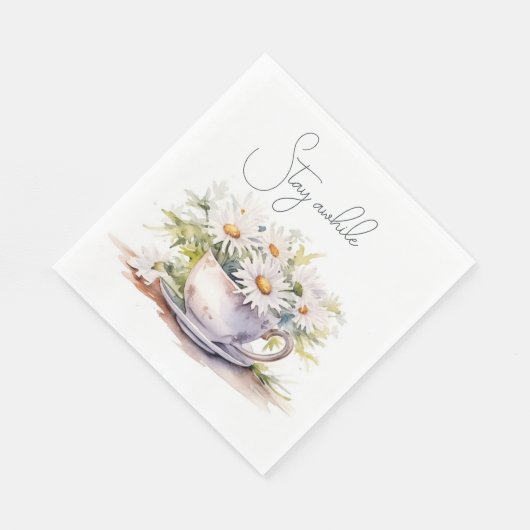 Aquarellfarben in Kaffeebechern mit Text Serviette (Ecke)