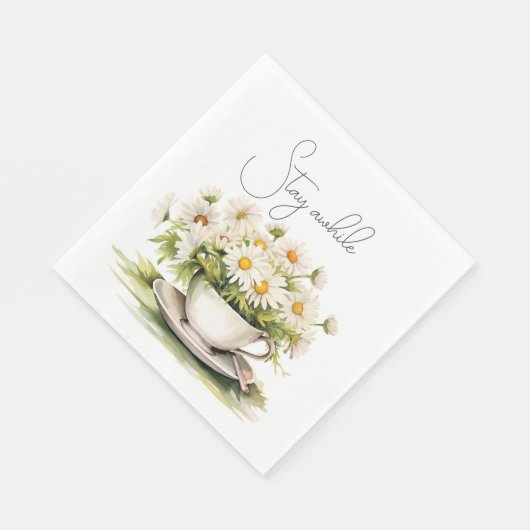 Aquarellfarben in Kaffeebechern mit Text Serviette (Ecke)