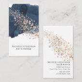 Aquarellfarben Indigoblau und Gold Visitenkarte (Vorne/Hinten)