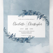 Aquarellfarben-Indigoklopf Dreifach Gefaltete Einladung (Innenseite Mitte)